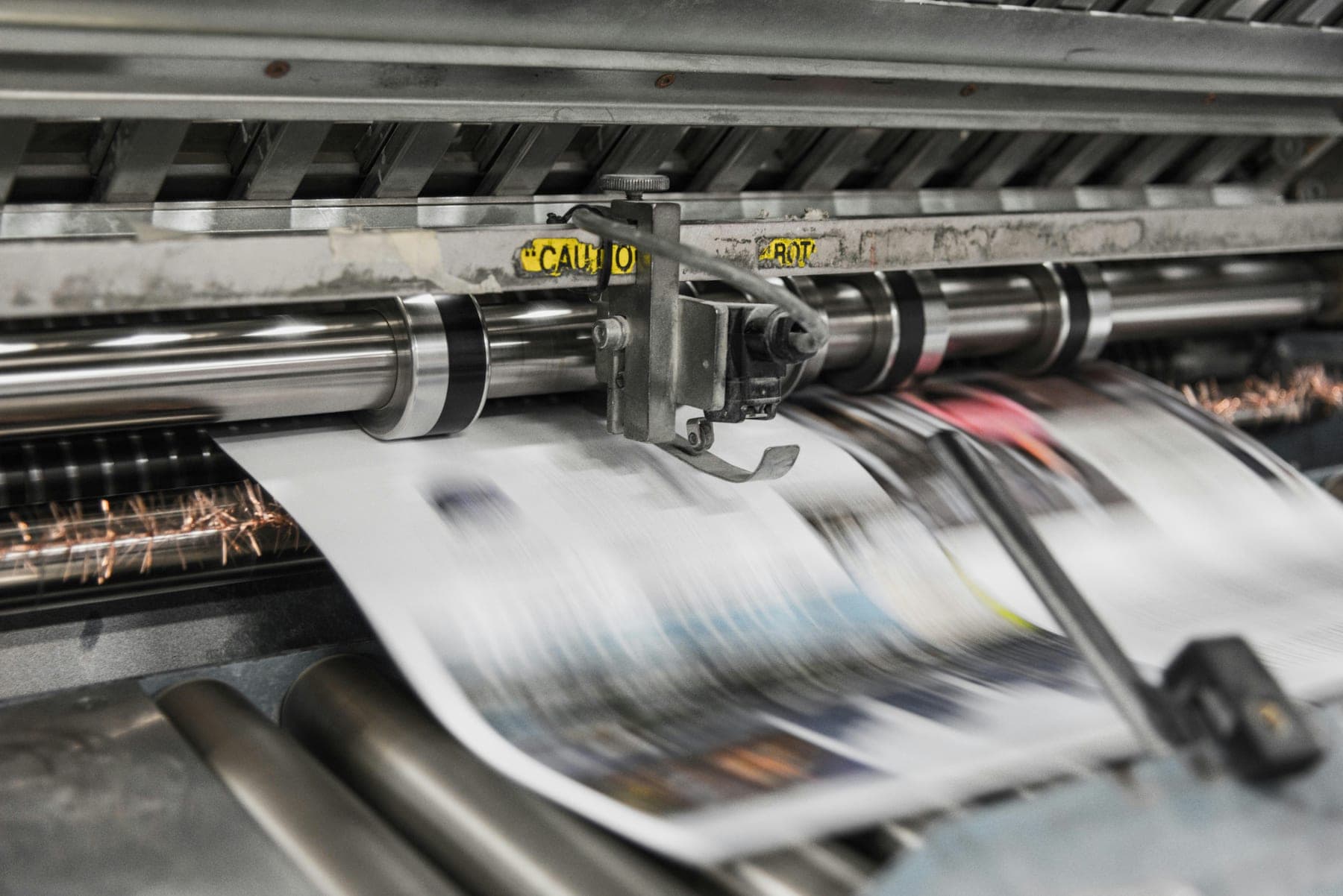 Presse offset en cours de tirage